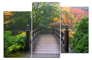 Obraz na plátně - Dřevěný most v podzimní zahradě 1186D (150x100 cm)