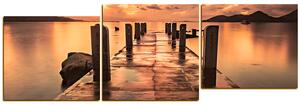 Obraz na plátně - Krásný západ slunce nad jezerem - panoráma 5164FD (150x50 cm)
