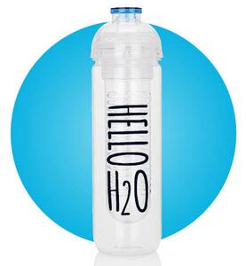 Láhev na vodu a ovoce Hello H2O, 500 ml, XD Design, čirá/modrá