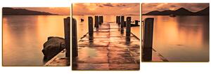 Obraz na plátně - Krásný západ slunce nad jezerem - panoráma 5164FE (150x50 cm)