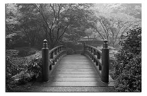 Obraz na plátně - Dřevěný most v podzimní zahradě 1186QA (90x60 cm )