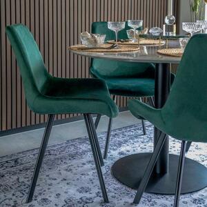 Nordic Living Zelená sametová jídelní židle Drammen