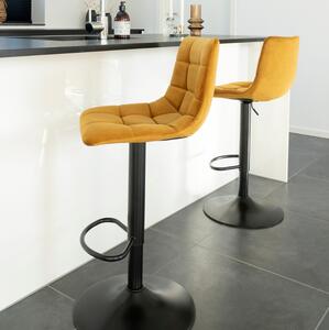 Nordic Living Žlutá sametová barová židle Nellie 63-83 cm
