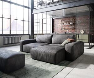 DELIFE Rohová pohovka Lanzo 230x155 cm koženka vintage antracitová lenoška variabilní s taburetem
