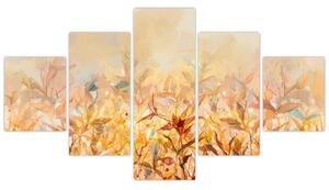 Obraz - Listy v barvách podzimu, olejomalba (125x70 cm)
