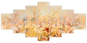Obraz - Listy v barvách podzimu, olejomalba (210x100 cm)