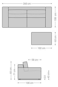 DELIFE Pohovka XL Lanzo 230x95 cm koženka vintage antracitová s taburetem