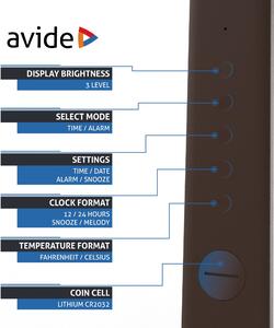Avide Calendar Office - Stolní kancelářská lampička s displejem v hnědé barvě LED 6W (Moderní stolní lampa s displejem a teploměrem)
