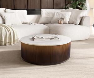 DELIFE Konferenční stolek Fiorano 90x90 cm mramor bílá kov zlatý Fusion Finish