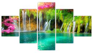 Obraz - Vodopád, Plitvická jezera, Chorvatsko (125x70 cm)