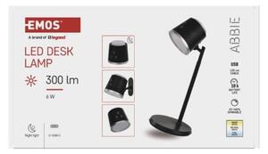 EMOS LED stolní lampa ABBIE nabíjecí, černá 1538200400