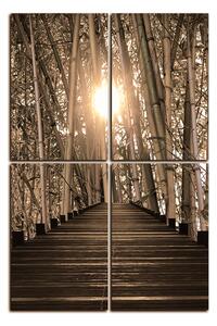 Obraz na plátně - Dřevěná promenáda v bambusovém lese - obdélník 7172FD (120x80 cm)