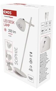 EMOS LED stolní lampa SOPHIE, nabíjecí, bílá 1538200200
