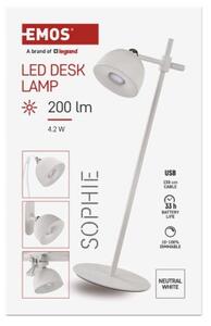 EMOS LED stolní lampa SOPHIE, nabíjecí, bílá 1538200200