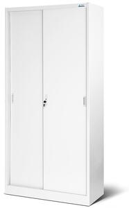 Plechová skříň s posuvnými dveřmi a policemi model KUBA bílá JAN NOWAK TV-LRNK-4AWW