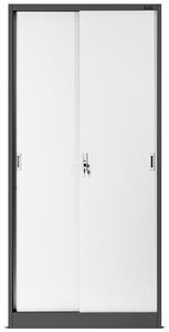 Plechová skříň s posuvnými dveřmi a policemi model KUBA antracitovo-bílá JAN NOWAK FJ-DKRF-RKHE