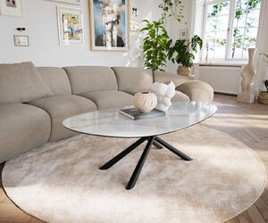 DELIFE Konferenční stolek Edge oválný 140×75 cm keramika Onyx Pearl Sarity kov černá