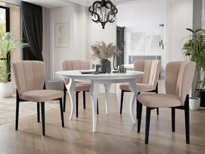 Oválný rozkládací stůl se 4 židlemi ST106 08, barva: černá, Barva stolu: bíly lesk, Potah: Magic Velvet 2216 Mirjan24 5903211307454
