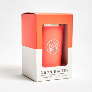Designový termohrnek, 380 ml, Neon Kactus, korálový