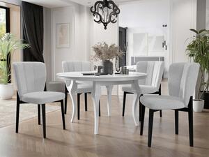 Oválný rozkládací stůl se 4 židlemi ST106 08, Barva stolu: bíly lesk, Potah: Baloo 2085, Potah: Magic Velvet 2219 Mirjan24 5903211163135
