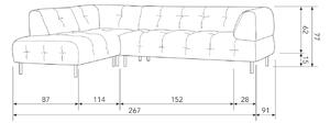 Hoorns Béžová sametová rohová pohovka Doyle 267 cm, levá