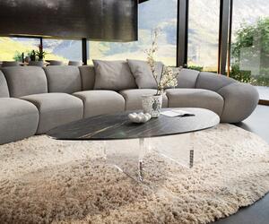 DELIFE Konferenční stolek Edge organický 140×76 cm keramika Laminam® Noir Desir hnědá Lumia akryl