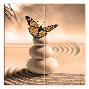 Obraz na plátně - Motýl na spa kameny - čtverec 3180FE (60x60 cm)