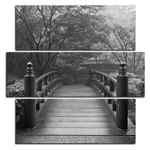 Obraz na plátně - Dřevěný most v podzimní zahradě - čtverec 3186QD (75x75 cm)