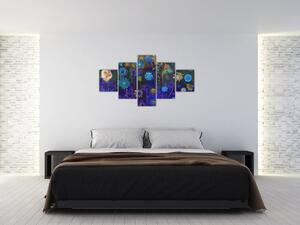 Obraz tmavěmodrých květů (125x70 cm)
