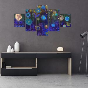 Obraz tmavěmodrých květů (125x70 cm)