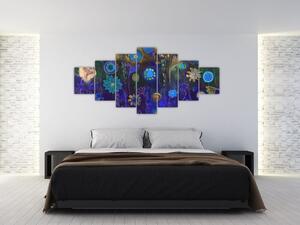 Obraz tmavěmodrých květů (210x100 cm)