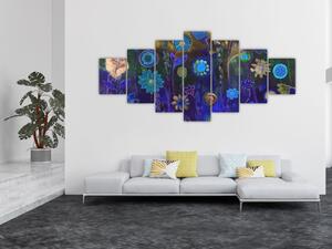 Obraz tmavěmodrých květů (210x100 cm)