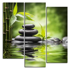 Obraz na plátně - Zen kameny a bambus - čtverec 3193C (75x75 cm)