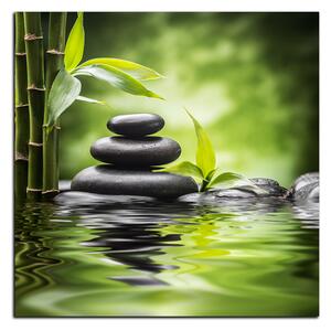 Obraz na plátně - Zen kameny a bambus - čtverec 3193A (50x50 cm)