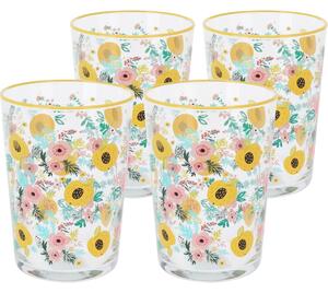4dílná sada sklenic Flowers & Fruits 510 ml, žlutá