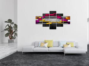 Obraz barevné abstrakce na černém pozadí (125x70 cm)