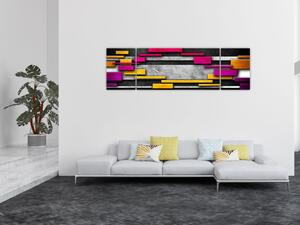 Obraz barevné abstrakce na černém pozadí (170x50 cm)