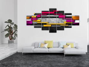 Obraz barevné abstrakce na černém pozadí (210x100 cm)