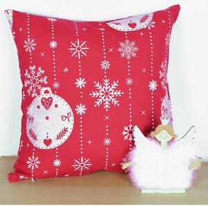 Forbyt Vánoční povlak na polštářek Vánoční ozdoby červená, 40 x 40 cm