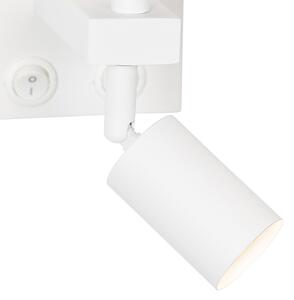 Moderní nástěnné svítidlo bílé s lampičkou na čtení - Brescia