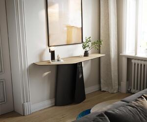 DELIFE Konzolový stůl Edge polygonální 140×50 cm keramika Laminam® Sabbia dubová barva Livos kov černá