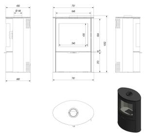 Kratki KOZA/AB/S/2 - Krbová ocelová kamna 10kW 150mm