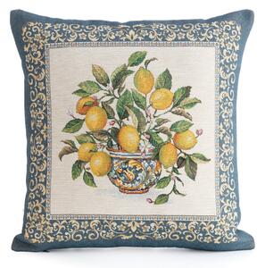 GOBELÍNOVÝ DEKORAČNÍ POVLAK NA POLŠTÁŘ LEMON 45X45 CM VZOROVANÁ