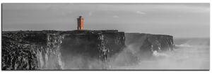 Obraz na plátně - Maják v bouři - panoráma 5183QA (105x35 cm)