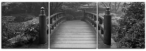 Obraz na plátně - Dřevěný most v podzimní zahradě - panoráma 5186QB (90x30 cm)