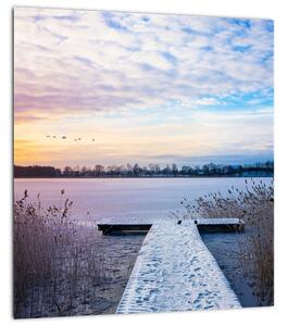 Obraz - Zamrzlé jezero, Ełk, Mazury, Polsko (30x30 cm)