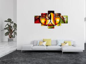 Obraz - Olejomalba, abstraktní obličeje (125x70 cm)