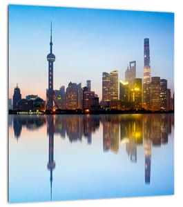 Obraz ranního nebe nad Šanghají (30x30 cm)