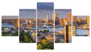Obraz - Panorama Rotterdamu, Nizozemsko (125x70 cm)