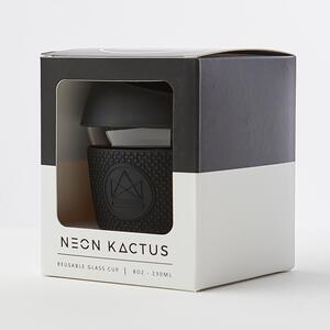 Skleněný hrnek na kávu, S, 230 ml, Neon Kactus, černý